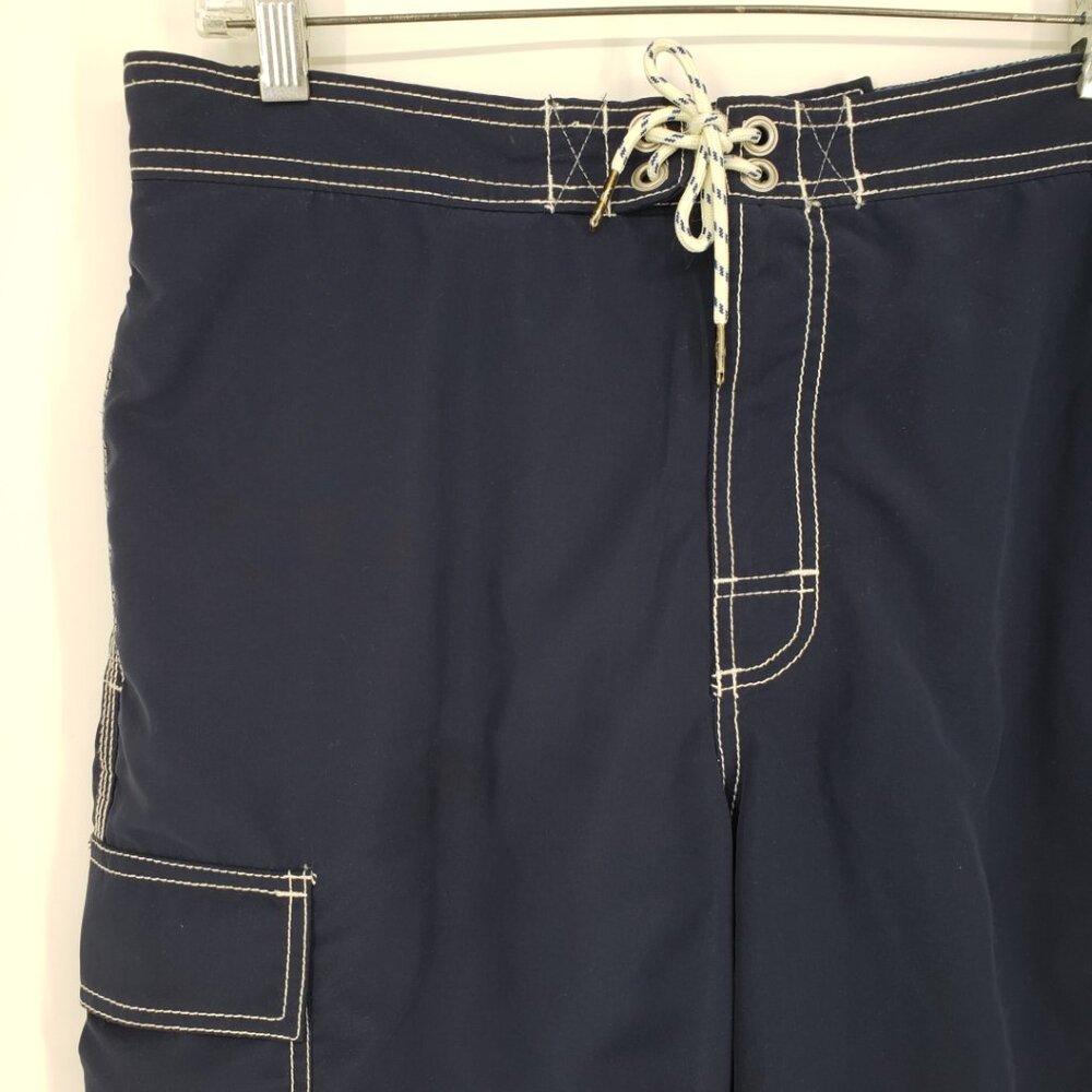 Tommy Bahama‎ Relax Mens Swim Trunks Shorts M Cargo Pocket Navy Blue White - Picture 4 of 8